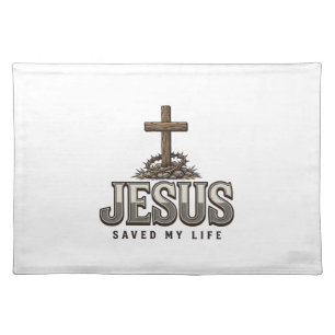 Jesus Saved My Life Vintage Engraving Christian De Cloth Placemat