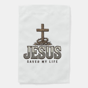 Jesus Saved My Life Vintage Engraving Christian De Garden Flag