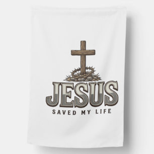 Jesus Saved My Life Vintage Engraving Christian De House Flag