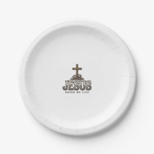 Jesus Saved My Life Vintage Engraving Christian De Paper Plates