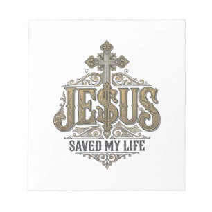 Jesus Saved My Life Vintage Engraving Christian Sh Notepad