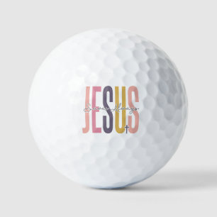 Jesus saves always Easter Christian Cross spring Golf Balls