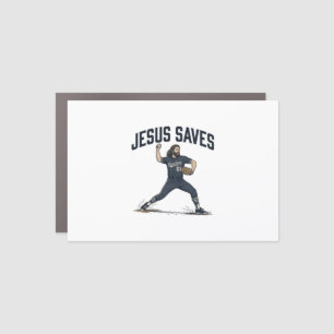 Jesus Saves Baseball Pitcher Vintage Engraving Shi Car Magnet