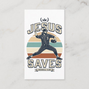 Jesus Saves Baseball Vintage Christian Vector Desi Business Card