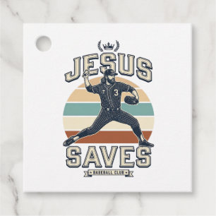Jesus Saves Baseball Vintage Christian Vector Desi Favor Tags