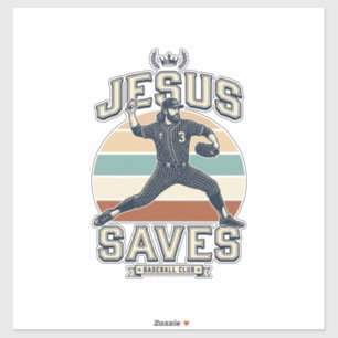 Jesus Saves Baseball Vintage Christian Vector Desi Sticker