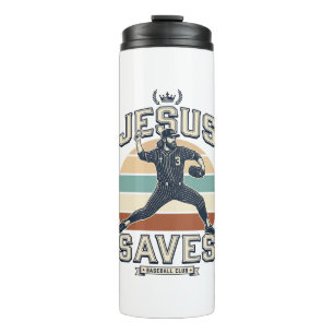 Jesus Saves Baseball Vintage Christian Vector Desi Thermal Tumbler