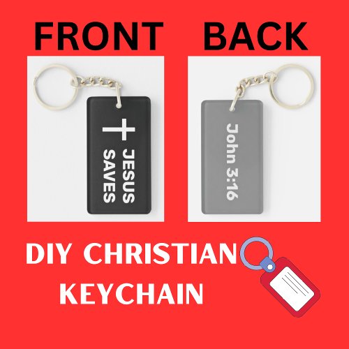 Jesus Saves Black Christian Cross   Keychain