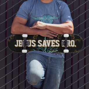 Jesus Saves Bro. Abstract Red Blood Skateboard