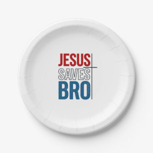 Jesus Saves Bro Christian Typography T-Shirt Desig Paper Plates