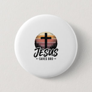 Jesus Saves Bro Vintage Christian Cross Shirt Desi Button