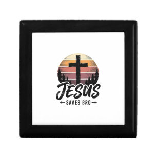 Jesus Saves Bro Vintage Christian Cross Shirt Desi Gift Box