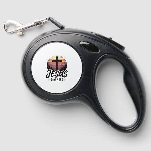 Jesus Saves Bro Vintage Christian Cross Shirt Desi Retractable Pet Leash