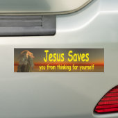 jesus saves bumper sticker (On Car)