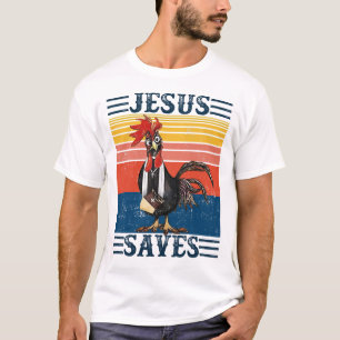 Jesus Saves Chicken Vintage Funny Christian T-Shirt
