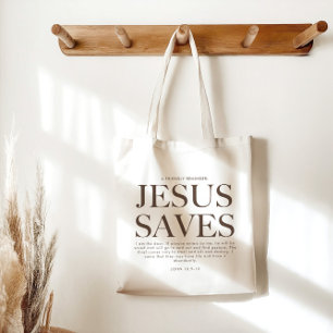 Jesus Saves   Christian Aesthetic Unisex Tote Bag