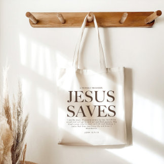 Jesus Saves | Christian Aesthetic Unisex Tote Bag