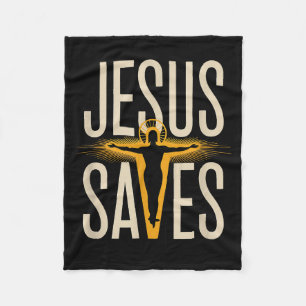 Jesus Saves Christian Faith Devotion Believer  Fleece Blanket