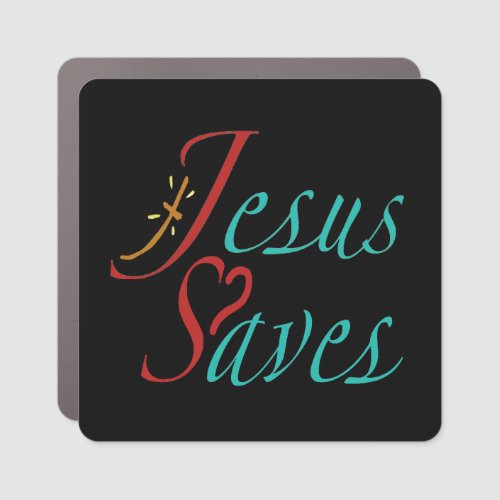 Jesus Saves Christian Quote Black Car Magnet