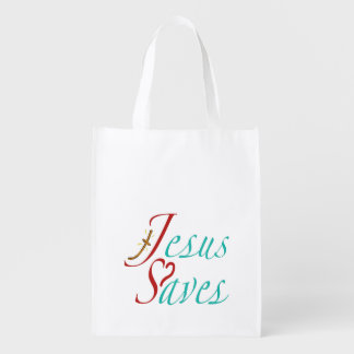Jesus Saves Christian Quote Grocery Bag
