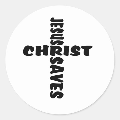 Jesus Saves Cross _ black Classic Round Sticker