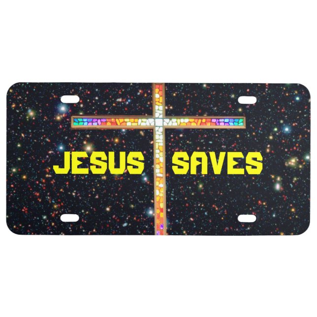 Jesus Saves - cross license plates (Front)