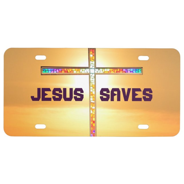 Jesus Saves - cross license plates (Front)