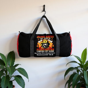 Jesus Saves Firefighter Lending Hand Duffle Bag