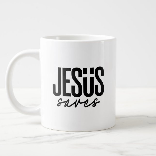 JESUS SAVES GIANT COFFEE MUG (Left)