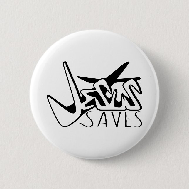 JESUS SAVES GRAFFITI BUTTON (Front)