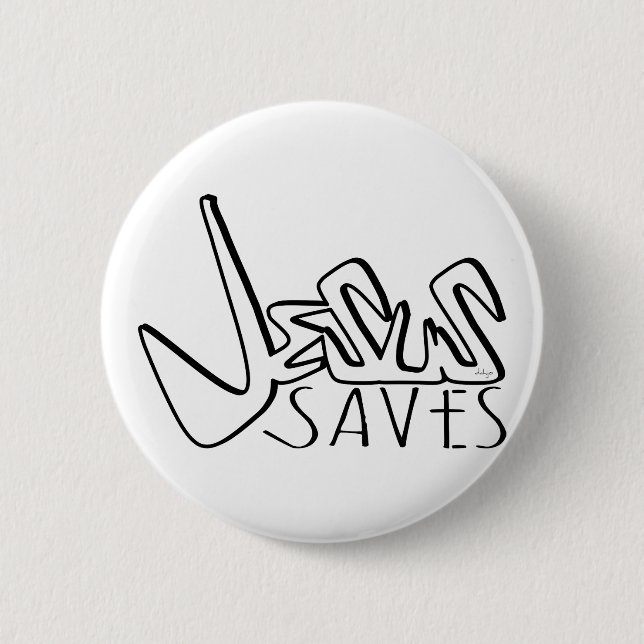 JESUS SAVES GRAFFITI  BUTTON (Front)