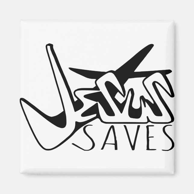 JESUS SAVES GRAFFITI MAGNET (Front)