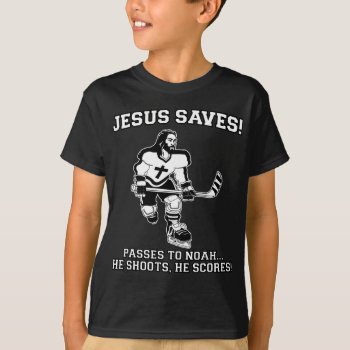 Jesus Saves Hockey Funny Tshirt by strk3 at Zazzle