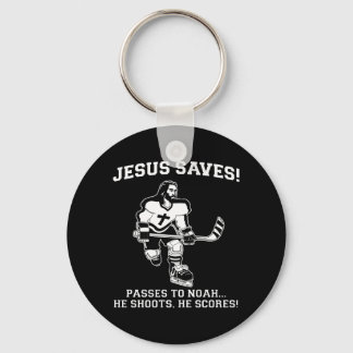 Jesus Saves Hockey funny tshirt Keychain