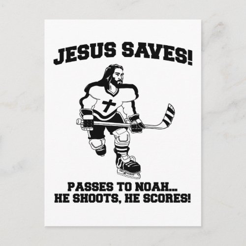 Jesus Saves Hockey funny tshirt Postcard