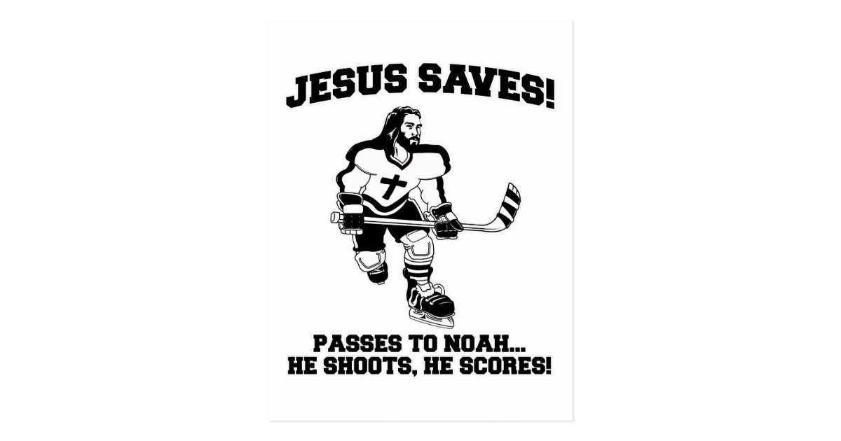 Jesus Saves Hockey funny tshirt Postcard
