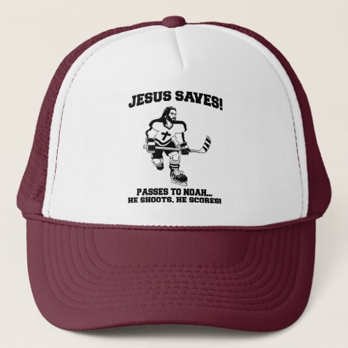 Jesus Saves Hockey funny tshirt Trucker Hat