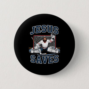 Jesus Saves Hockey Player Team God Hockey Lovers H Button