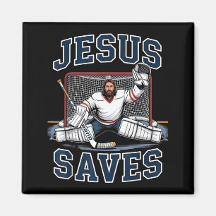Jesus Saves Hockey Player Team God Hockey Lovers H Magnet