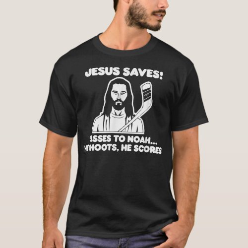 Jesus Saves Hockey Shirt Funny Catholic Christian 