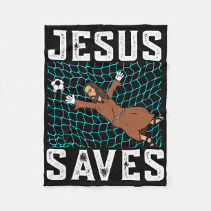 Jesus Saves I Christian Faith I Jesus Soccer Goalk Fleece Blanket