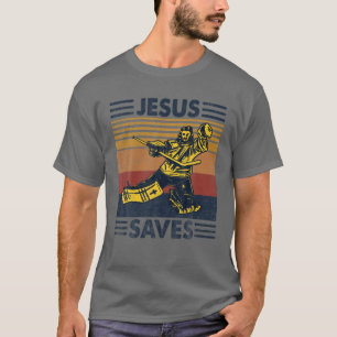 Jesus Saves Ice Hockey Goalie Sport Religious Chri T-Shirt