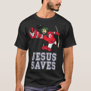 Jesus Saves Ice Hockey Goalie Sport Religious Chri T-Shirt