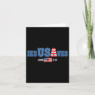 Jesus Saves Jesusaves Usa John 3_16 American Flag Card