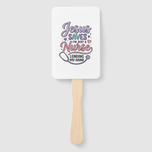 Jesus Saves Nurse Faith Shirt Design_1 Hand Fan