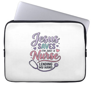 Jesus Saves Nurse Faith Shirt Design_1 Laptop Sleeve
