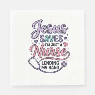 Jesus Saves Nurse Faith Shirt Design_1 Napkins