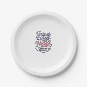Jesus Saves Nurse Faith Shirt Design_1 Paper Plates