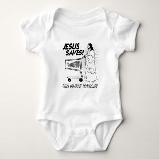JESUS SAVES ON BLACK FRIDAY -.png Baby Bodysuit