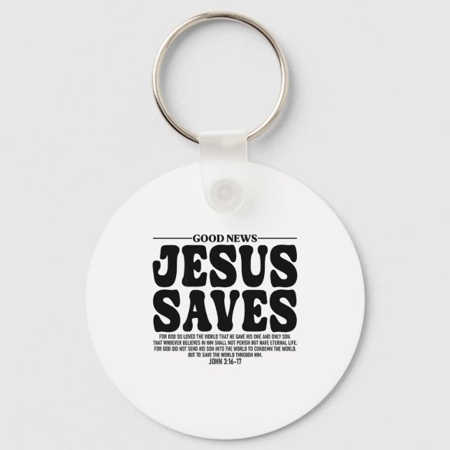 Jesus Saves Onback Subtle Christian Minimal Religi Keychain (Front)